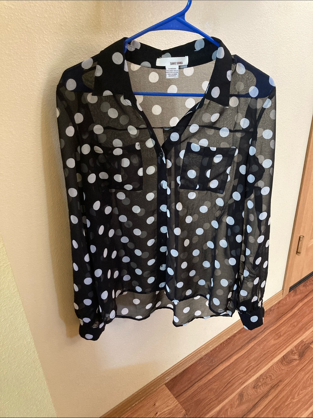 Sans Souci Black and White Polka Dot Sheer Blouse
